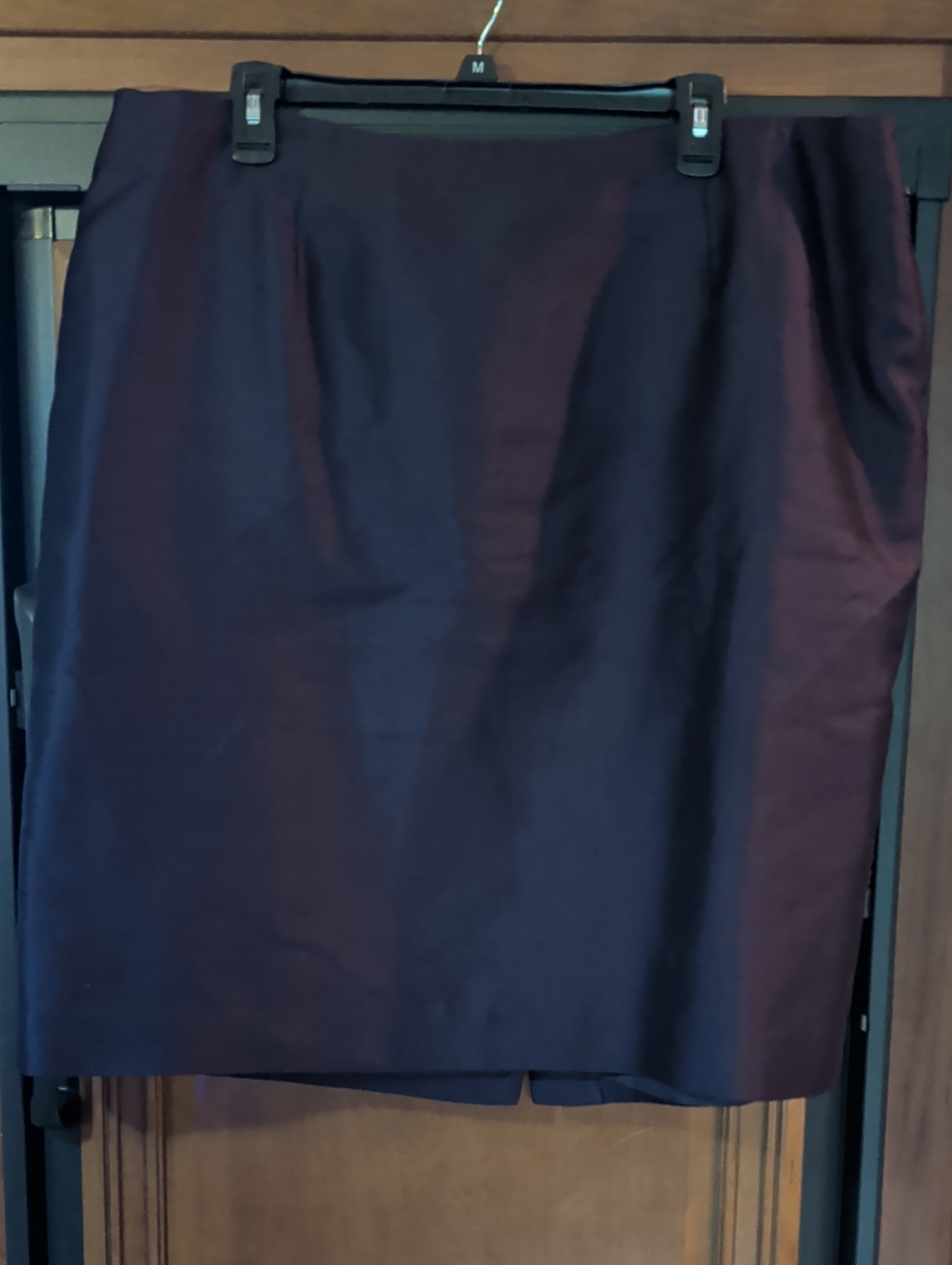 Talbots Purple Silk/Wool Blend Midi Pencil Skirt